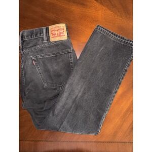 Levi 505 Regular Fit Straight Leg Black Denim Mens Jeans‎ 38x30 Classic